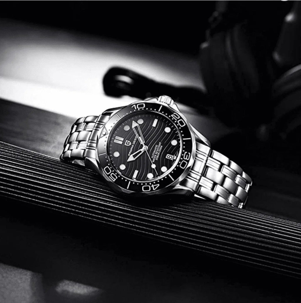 Pagani Design PD-1685 42MM (Japanese NH-35 Automatic Movement) Mechanical Watch 100M Waterproof Dive Watch Sapphire Stainless Steel Bracelet Watch "Seamaster" - DREAM WATCHES