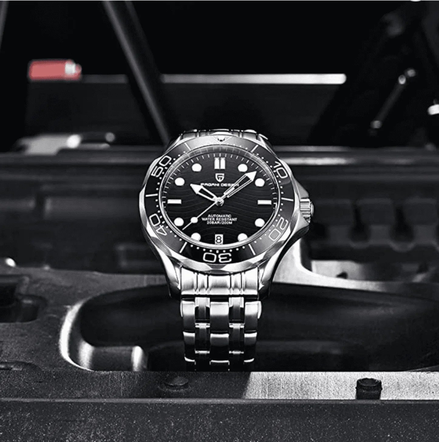 Pagani Design PD-1685 42MM (Japanese NH-35 Automatic Movement) Mechanical Watch 100M Waterproof Dive Watch Sapphire Stainless Steel Bracelet Watch "Seamaster" - DREAM WATCHES