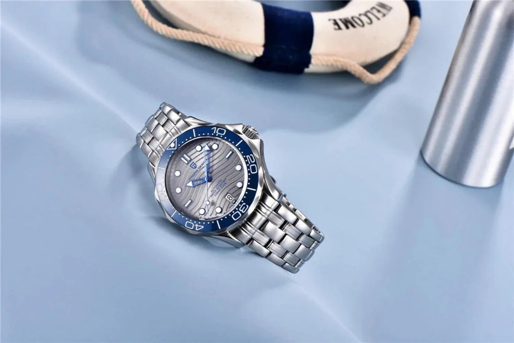 Pagani Design PD-1685 42MM (Japanese NH-35 Automatic Movement) Mechanical Watch 100M Waterproof Dive Watch Sapphire Stainless Steel Bracelet Watch "Seamaster" - DREAM WATCHES