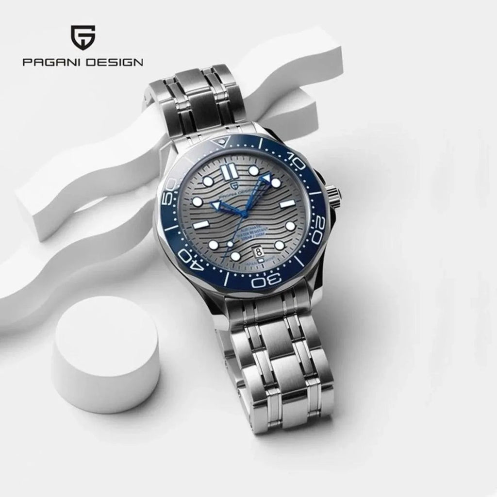 Pagani Design PD-1685 42MM (Japanese NH-35 Automatic Movement) Mechanical Watch 100M Waterproof Dive Watch Sapphire Stainless Steel Bracelet Watch "Seamaster" - DREAM WATCHES