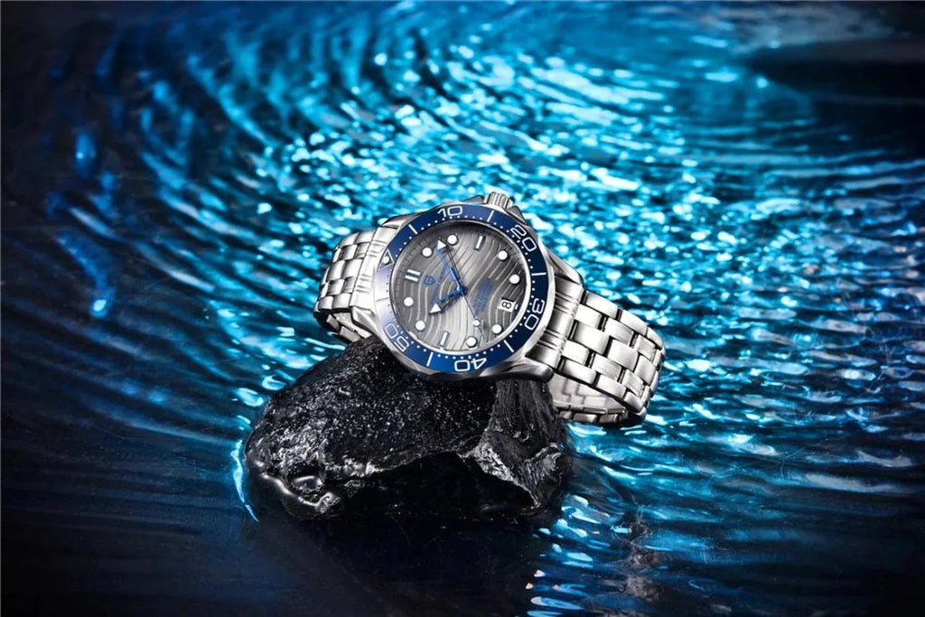 Pagani Design PD-1685 42MM (Japanese NH-35 Automatic Movement) Mechanical Watch 100M Waterproof Dive Watch Sapphire Stainless Steel Bracelet Watch "Seamaster" - DREAM WATCHES