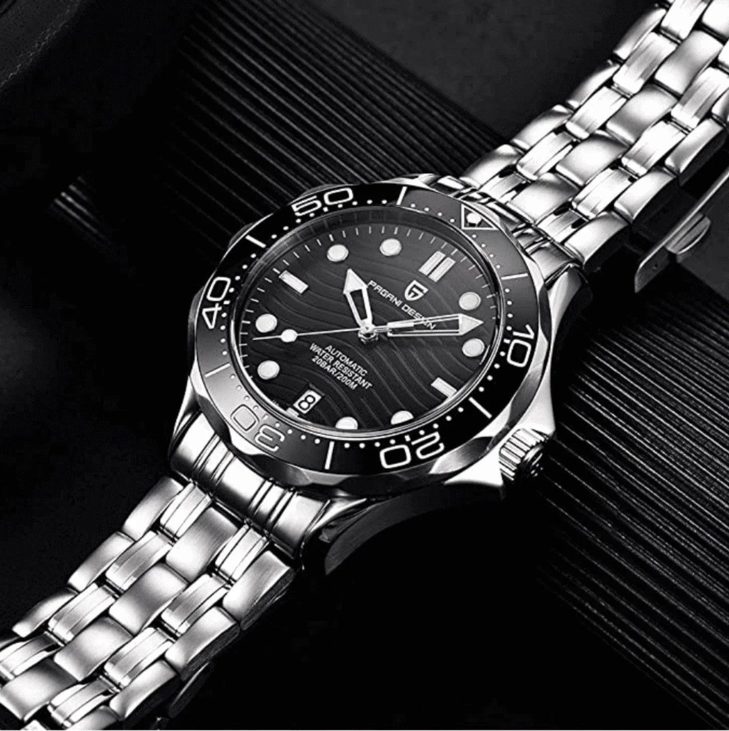 Pagani Design PD-1685 42MM (Japanese NH-35 Automatic Movement) Mechanical Watch 100M Waterproof Dive Watch Sapphire Stainless Steel Bracelet Watch "Seamaster" - DREAM WATCHES