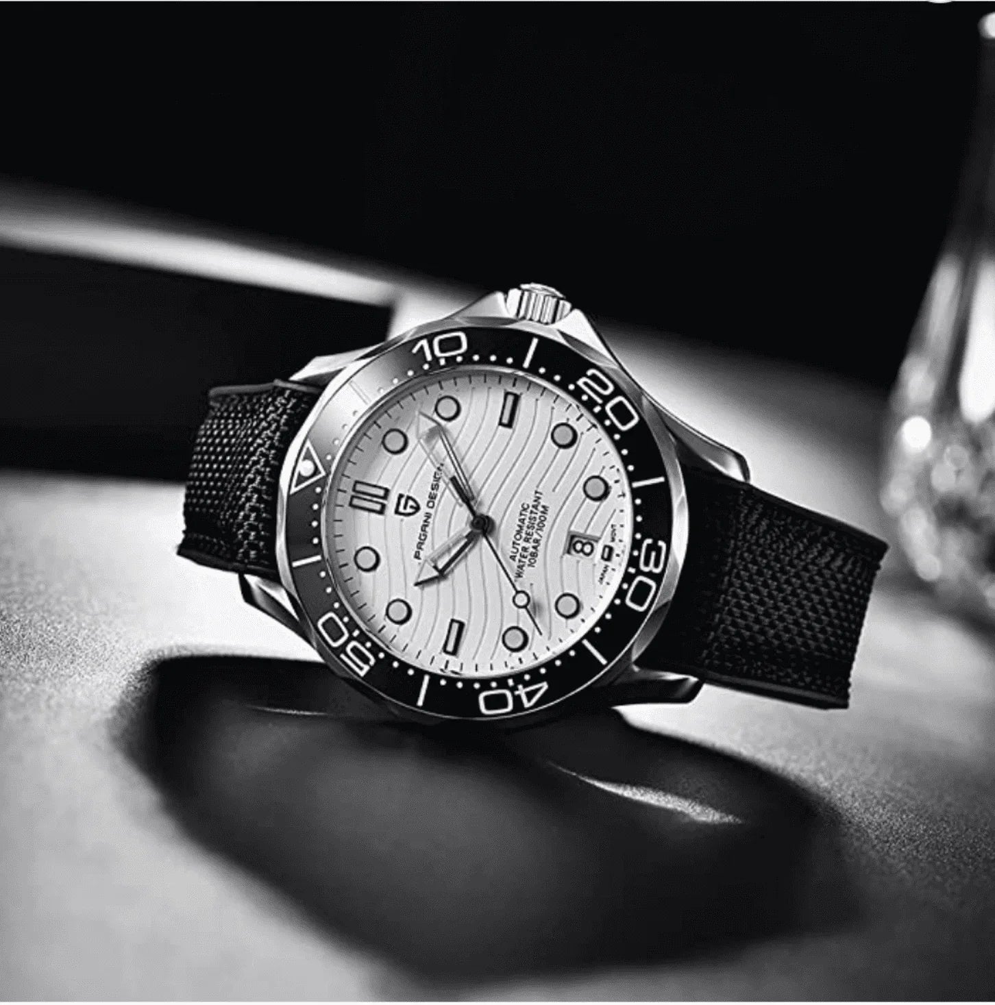 Pagani Design PD-1685 42MM (Japanese NH-35 Automatic Movement) Mechanical Watch 100M Waterproof Dive Watch Sapphire Stainless Steel Bracelet Watch Seamaster (Nylon Style Folding Clasp) - DREAM WATCHES