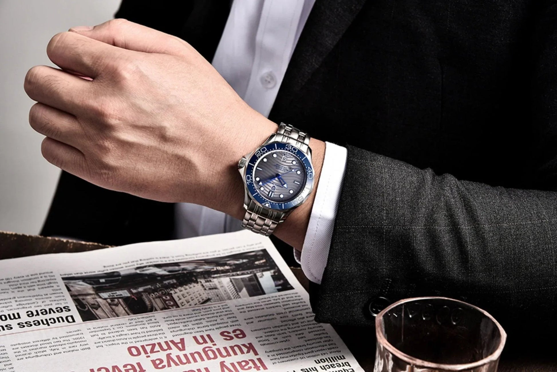 Pagani Design PD-1685 42MM (Japanese NH-35 Automatic Movement) Mechanical Watch 100M Waterproof Dive Watch Sapphire Stainless Steel Bracelet Watch Seamaster (Nylon Style Folding Clasp) - DREAM WATCHES