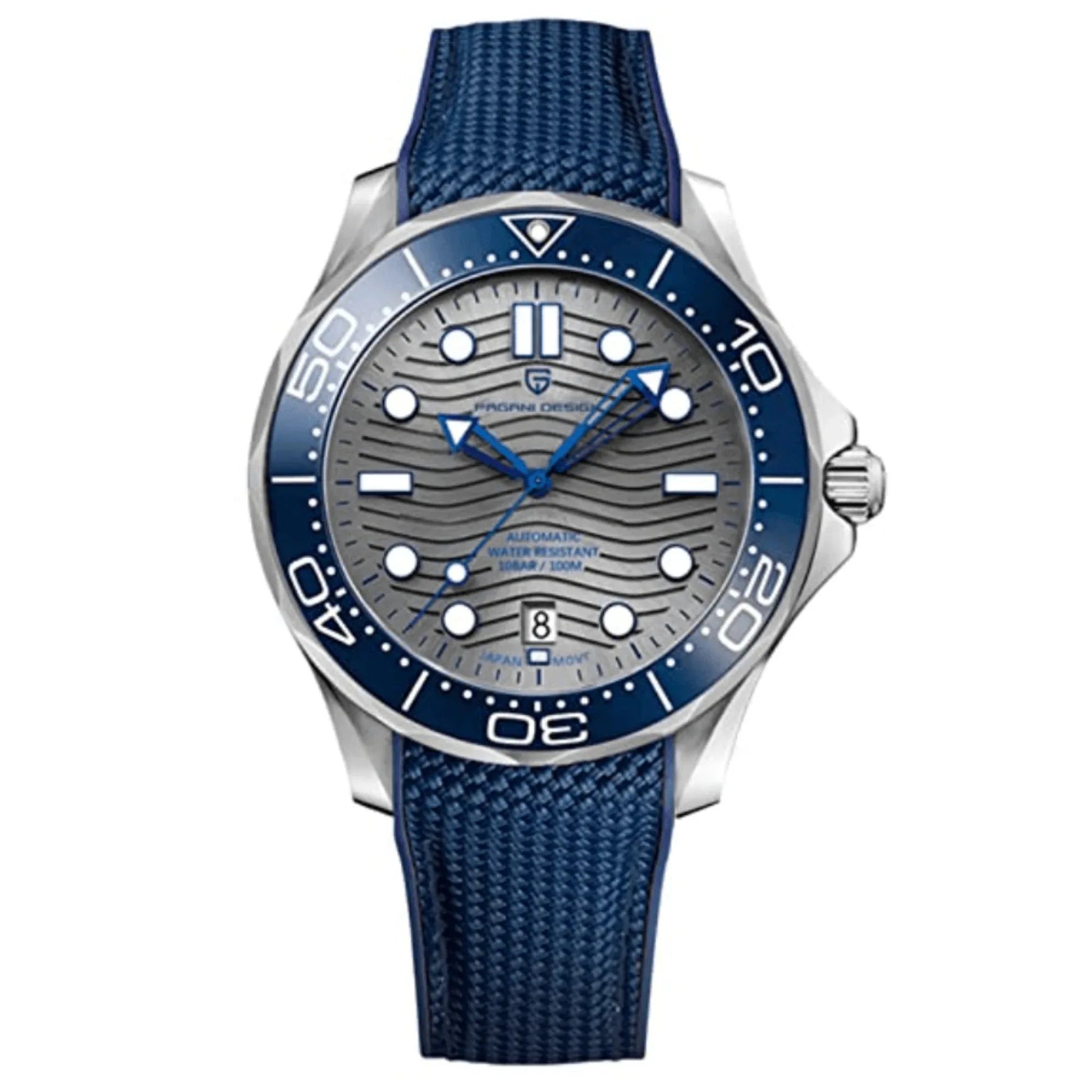 Pagani Design PD-1685 42MM (Japanese NH-35 Automatic Movement) Mechanical Watch 100M Waterproof Dive Watch Sapphire Stainless Steel Bracelet Watch Seamaster (Nylon Style Folding Clasp) - DREAM WATCHES