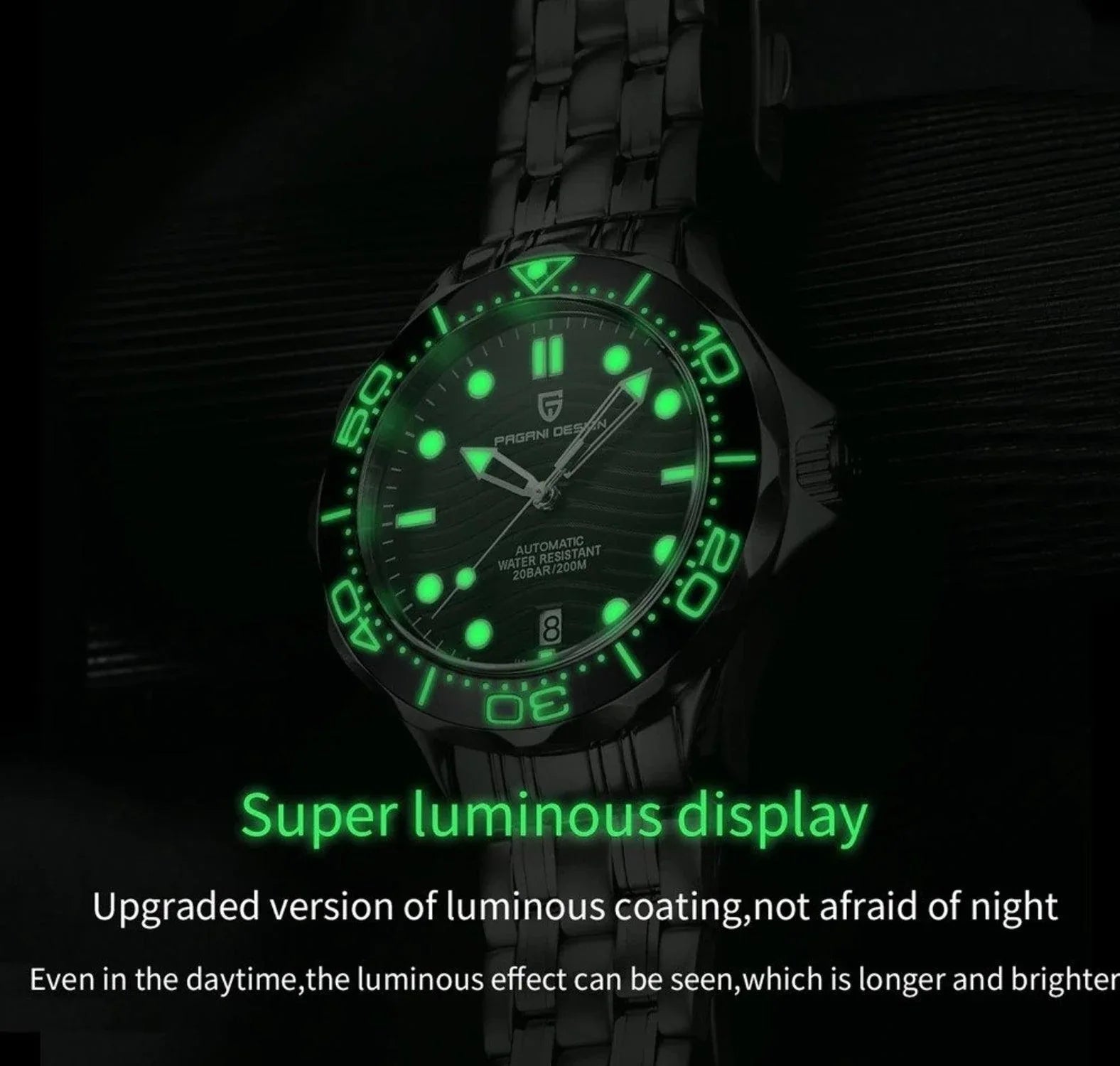 Pagani Design PD-1685 42MM (Japanese NH-35 Automatic Movement) Mechanical Watch 100M Waterproof Dive Watch Sapphire Stainless Steel Bracelet Watch Seamaster (Nylon Style Folding Clasp) - DREAM WATCHES