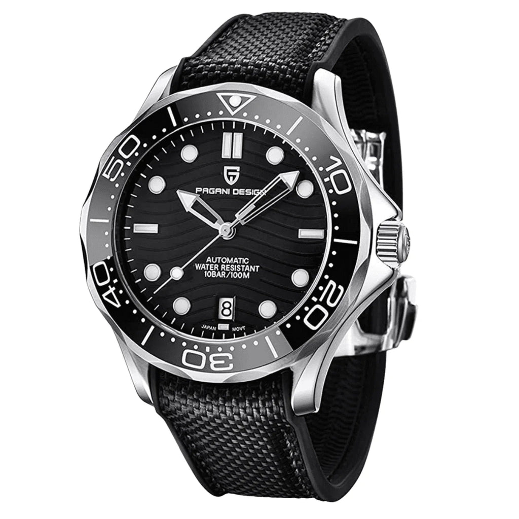 Pagani Design PD-1685 42MM (Japanese NH-35 Automatic Movement) Mechanical Watch 200M Waterproof Dive Watch Sapphire Stainless Steel Bracelet Watch Seamaster (Nylon Style Folding Clasp) - DREAM WATCHES