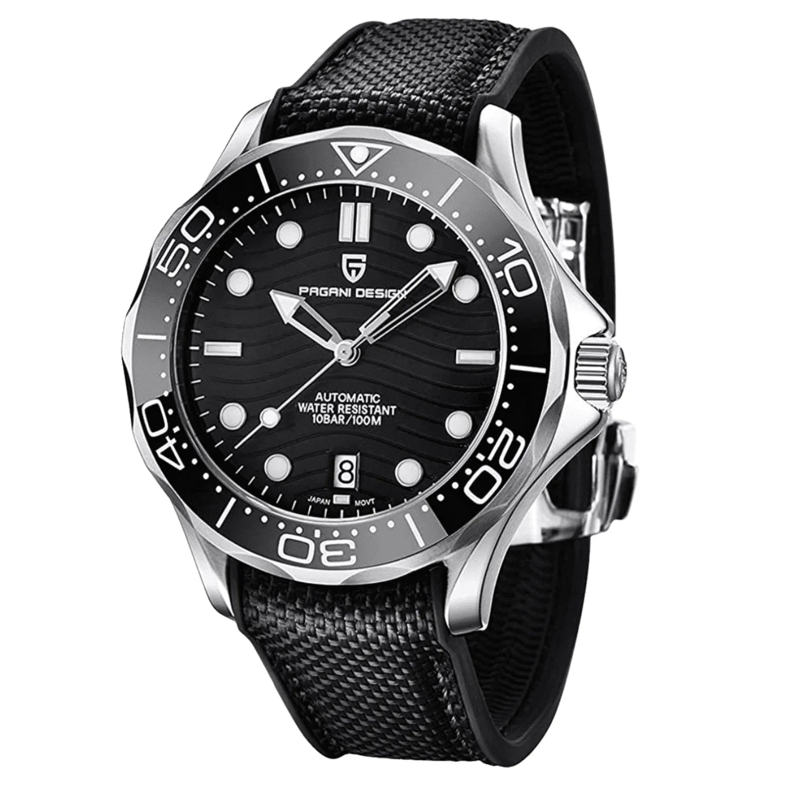 Pagani Design PD-1685 42MM (Japanese NH-35 Automatic Movement) Mechanical Watch 200M Waterproof Dive Watch Sapphire Stainless Steel Bracelet Watch Seamaster (Nylon Style Folding Clasp) - DREAM WATCHES