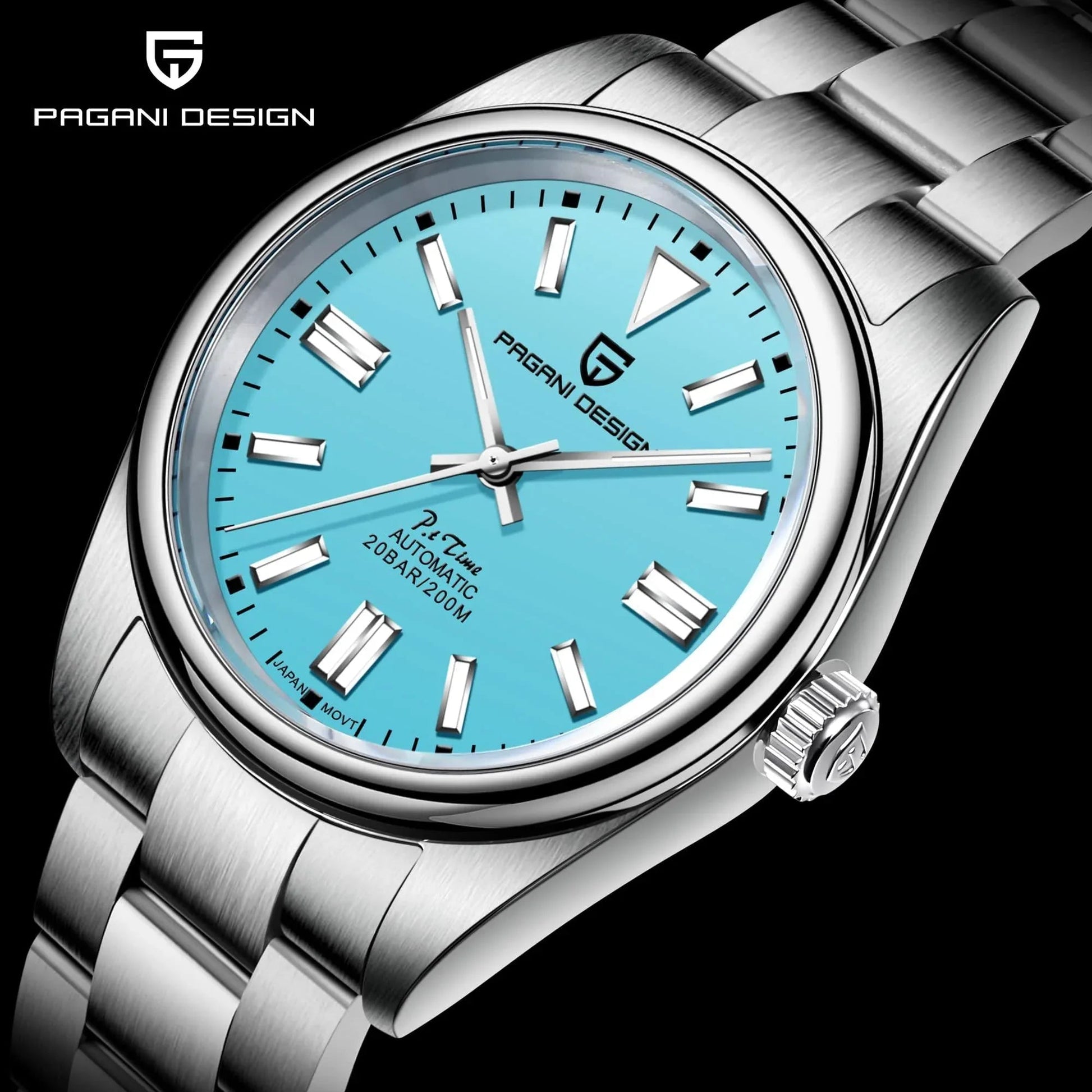 Pagani Design PD-1690 39 MM (Automatic Movement) Mechanical Watch Sapphire Stainless Steel Watch Date Just" Tiffany Blue Dial" - DREAM WATCHES