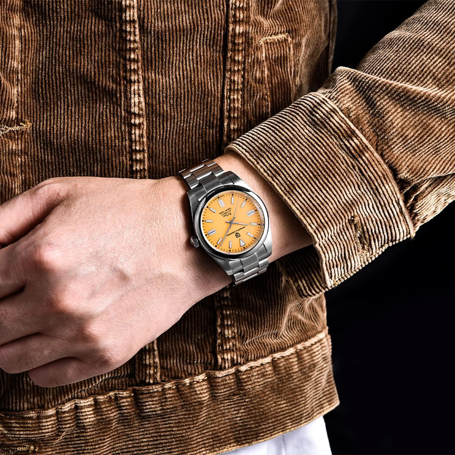 Pagani Design PD-1690 39 MM (Automatic Movement) Mechanical Watch Sapphire Stainless Steel Watch Oyster Perpetual"Yellow Dial" - DREAM WATCHES