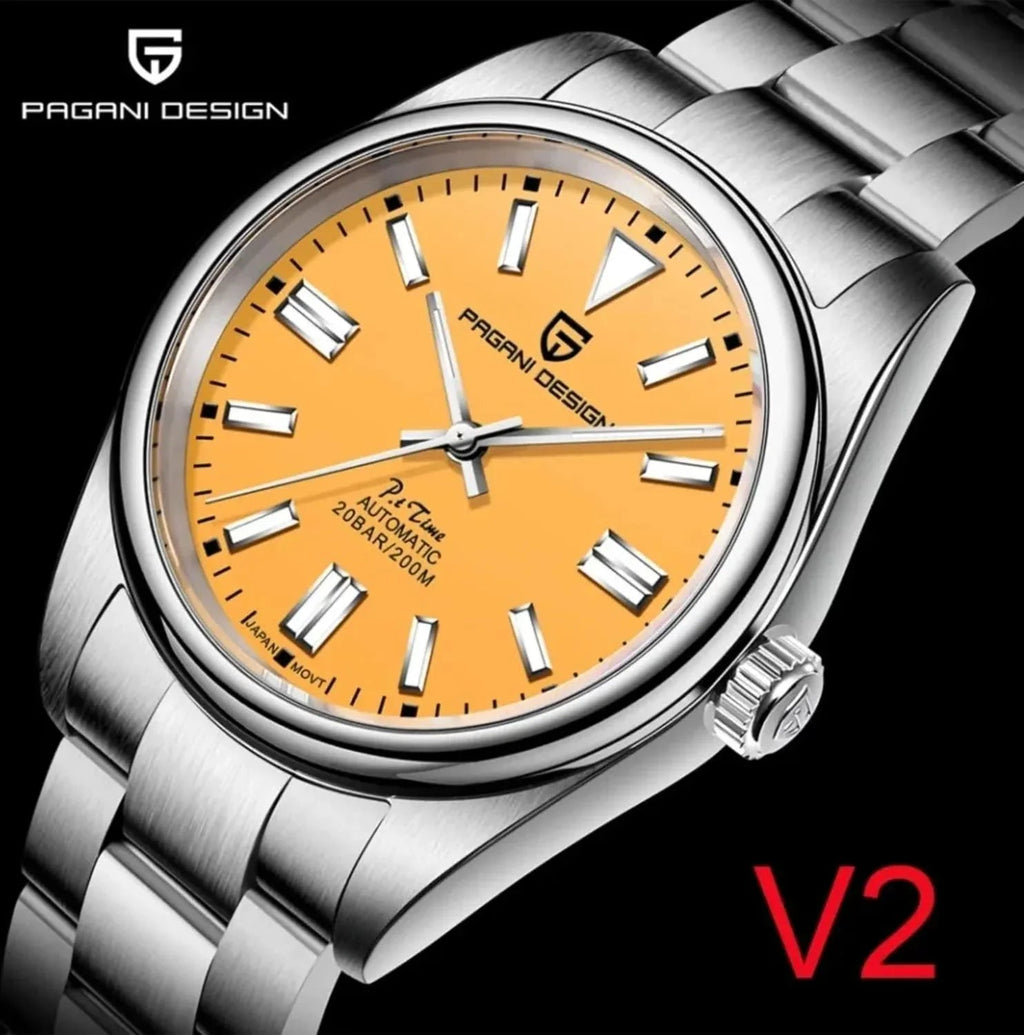 Pagani Design PD-1690 39 MM (Automatic Movement) Mechanical Watch Sapphire Stainless Steel Watch Oyster Perpetual"Yellow Dial" - DREAM WATCHES