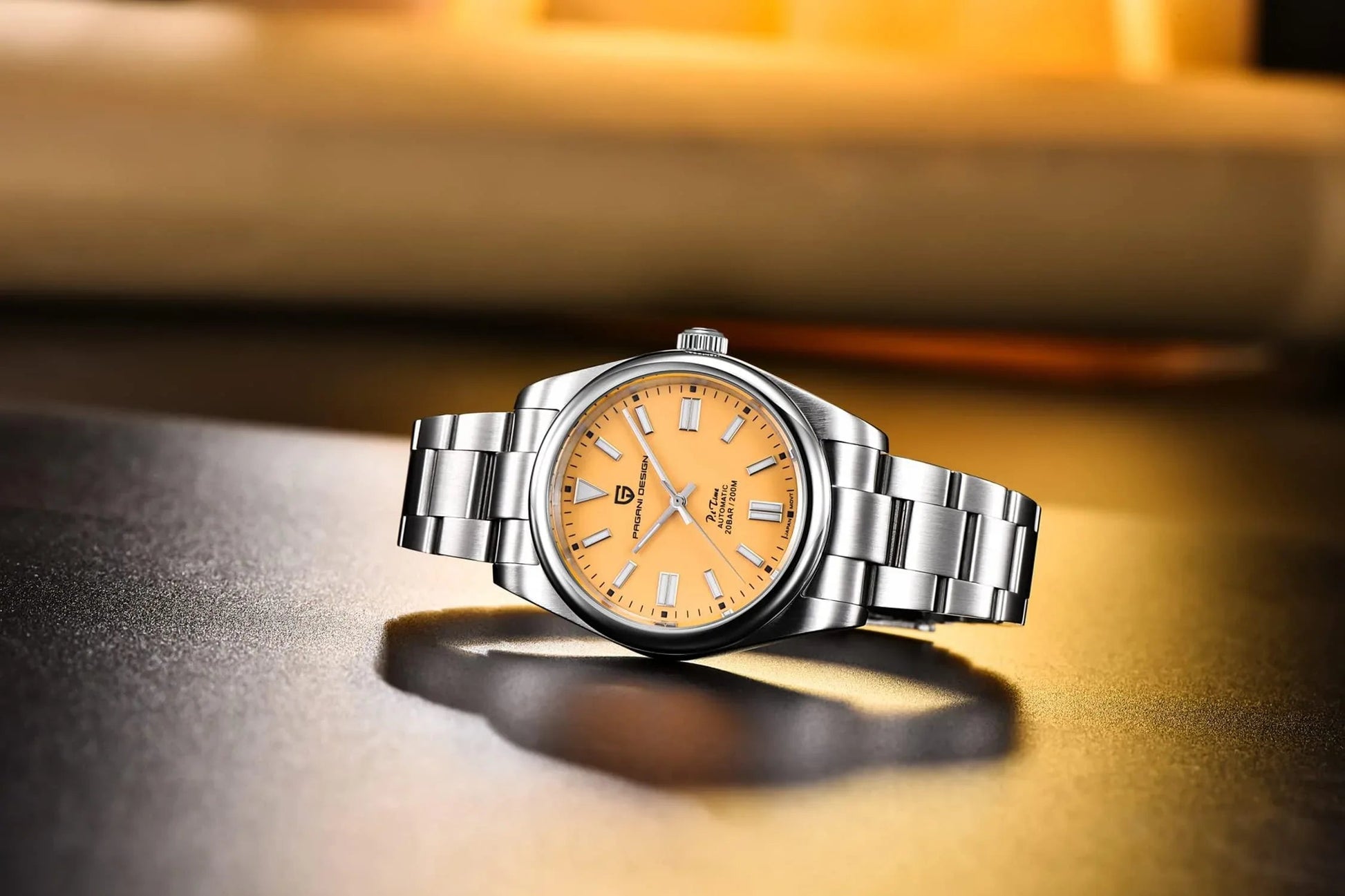 Pagani Design PD-1690 39 MM (Automatic Movement) Mechanical Watch Sapphire Stainless Steel Watch Oyster Perpetual"Yellow Dial" - DREAM WATCHES