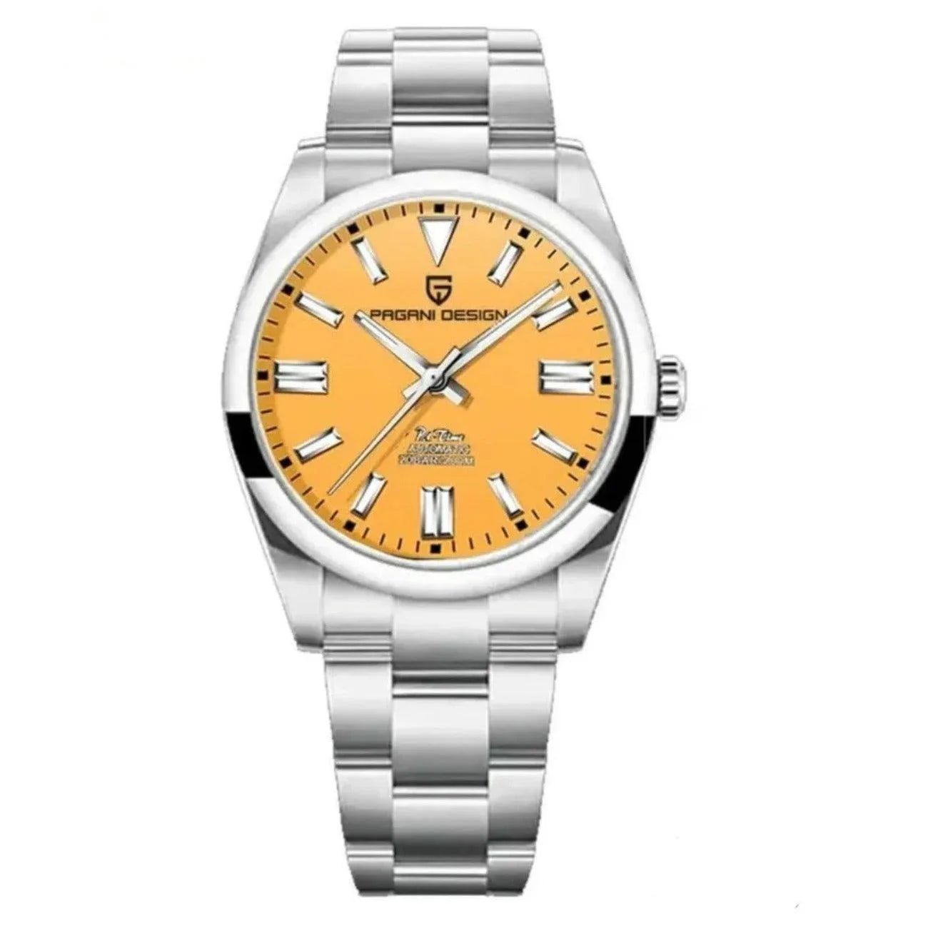 Pagani Design PD-1690 39 MM (Automatic Movement) Mechanical Watch Sapphire Stainless Steel Watch Oyster Perpetual"Yellow Dial" - DREAM WATCHES