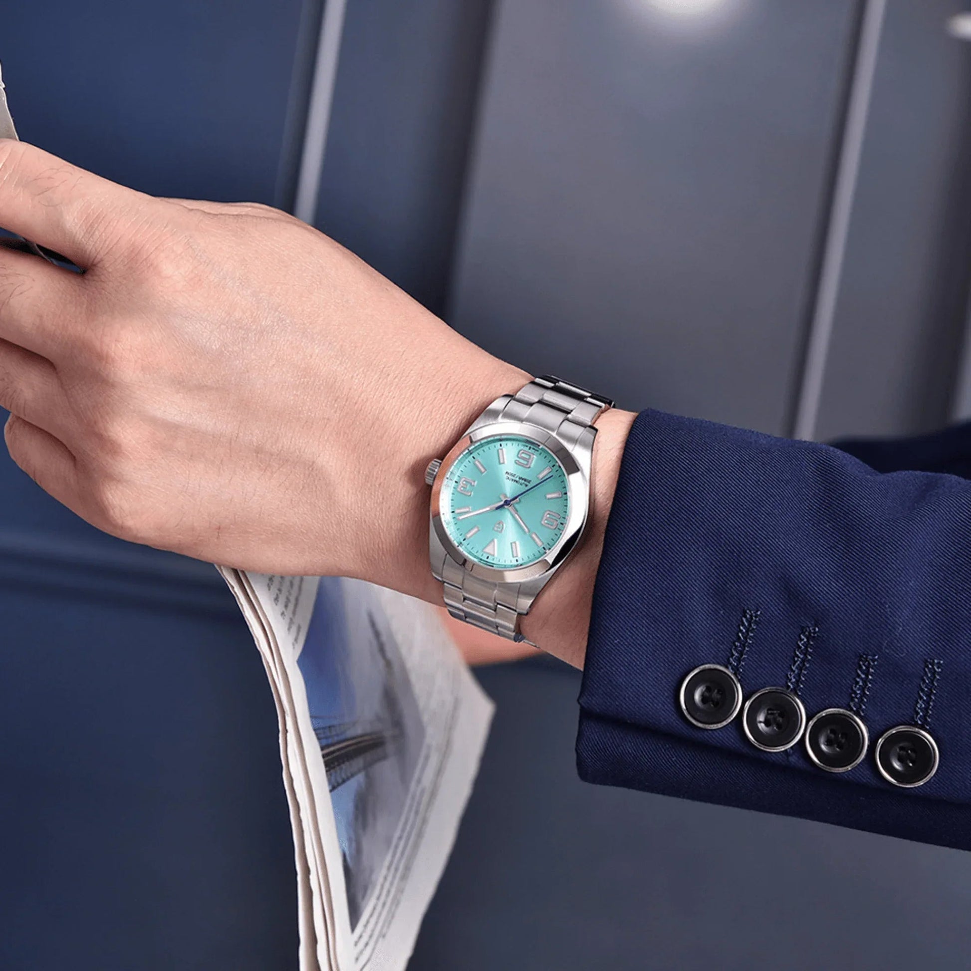 Pagani Design PD-1692 39.7 MM (Automatic Movement) Mechanical Watch Stainless Steel Watch - Date Just Turquoise Dial - DREAM WATCHES