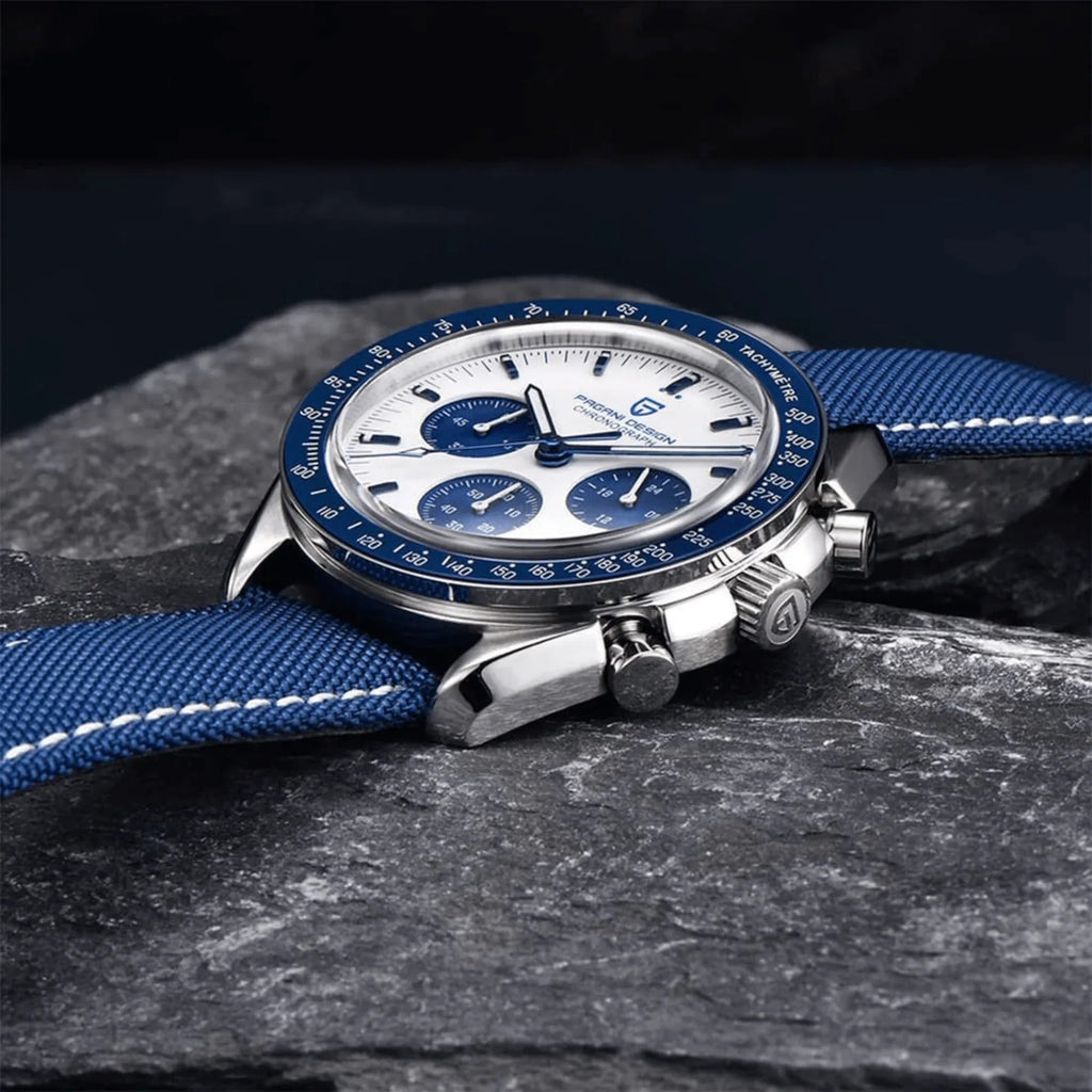 Pagani Design PD-1701 40mm Mens Waterproof Watch with Seiko VK-63 Movement"The Moon Watch" (Blue Band Speedmaster) - DREAM WATCHES
