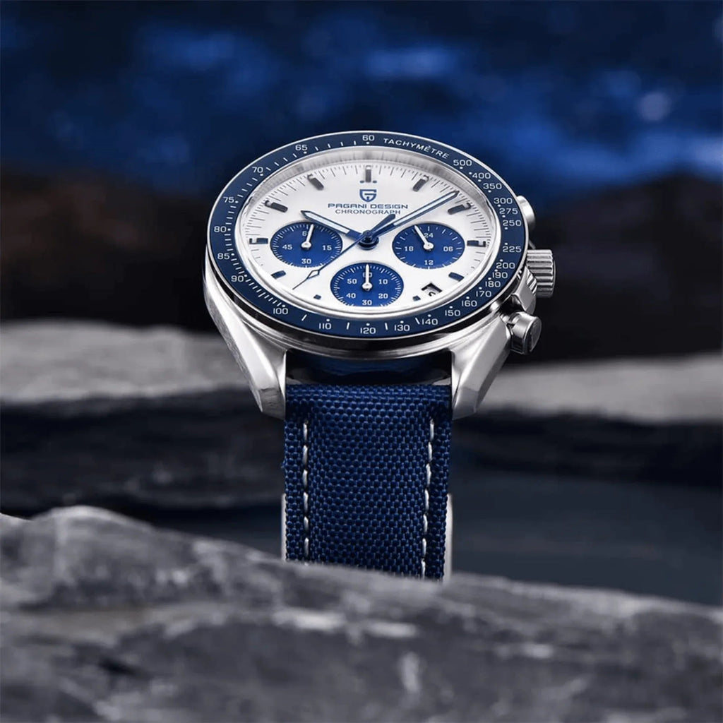 Pagani Design PD-1701 40mm Mens Waterproof Watch with Seiko VK-63 Movement"The Moon Watch" (Blue Band Speedmaster) - DREAM WATCHES