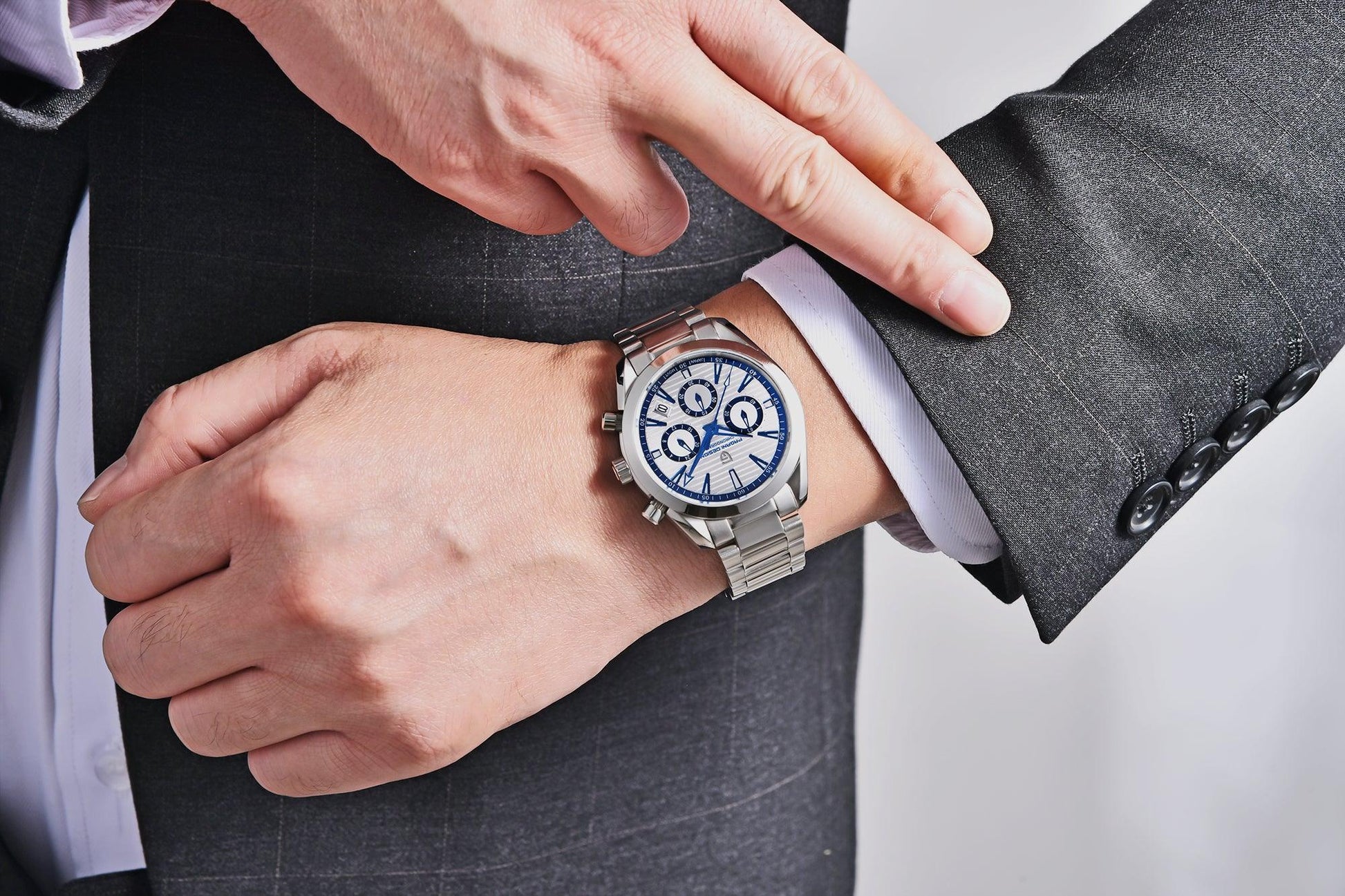 Pagani Design PD-1712 Chronograph Luxury Waterproof Stainless Steel Men's Watch 40MM Watch (Movement Japanese VK63) Blue Dial - DREAM WATCHES