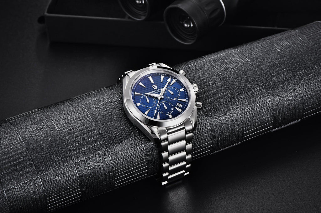 Pagani Design PD-1712 Chronograph Luxury Waterproof Stainless Steel Men's Watch 40MM Watch (Movement Japanese VK63) Blue Dial - DREAM WATCHES