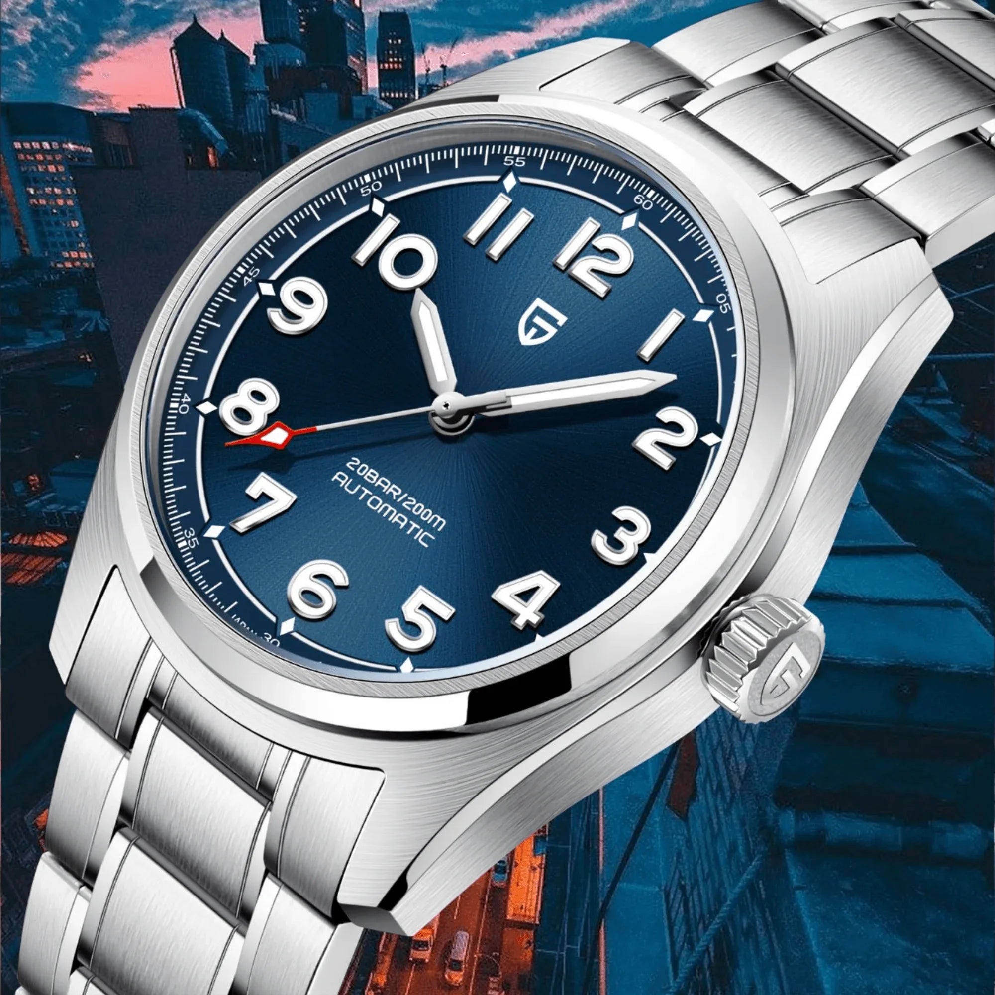 Pagani Design PD-1717 38 MM (Japan NH35A Automatic Movement) AR Coating Mechanical Watch Stainless Steel Watch Spirit Pilot Homage V2- Blue - DREAM WATCHES