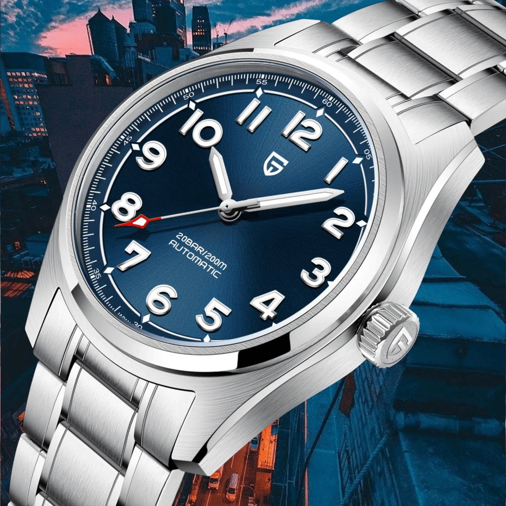 Pagani Design PD-1717 38 MM (Japan NH35A Automatic Movement) AR Coating Mechanical Watch Stainless Steel Watch Spirit Pilot Homage V2- Blue - DREAM WATCHES