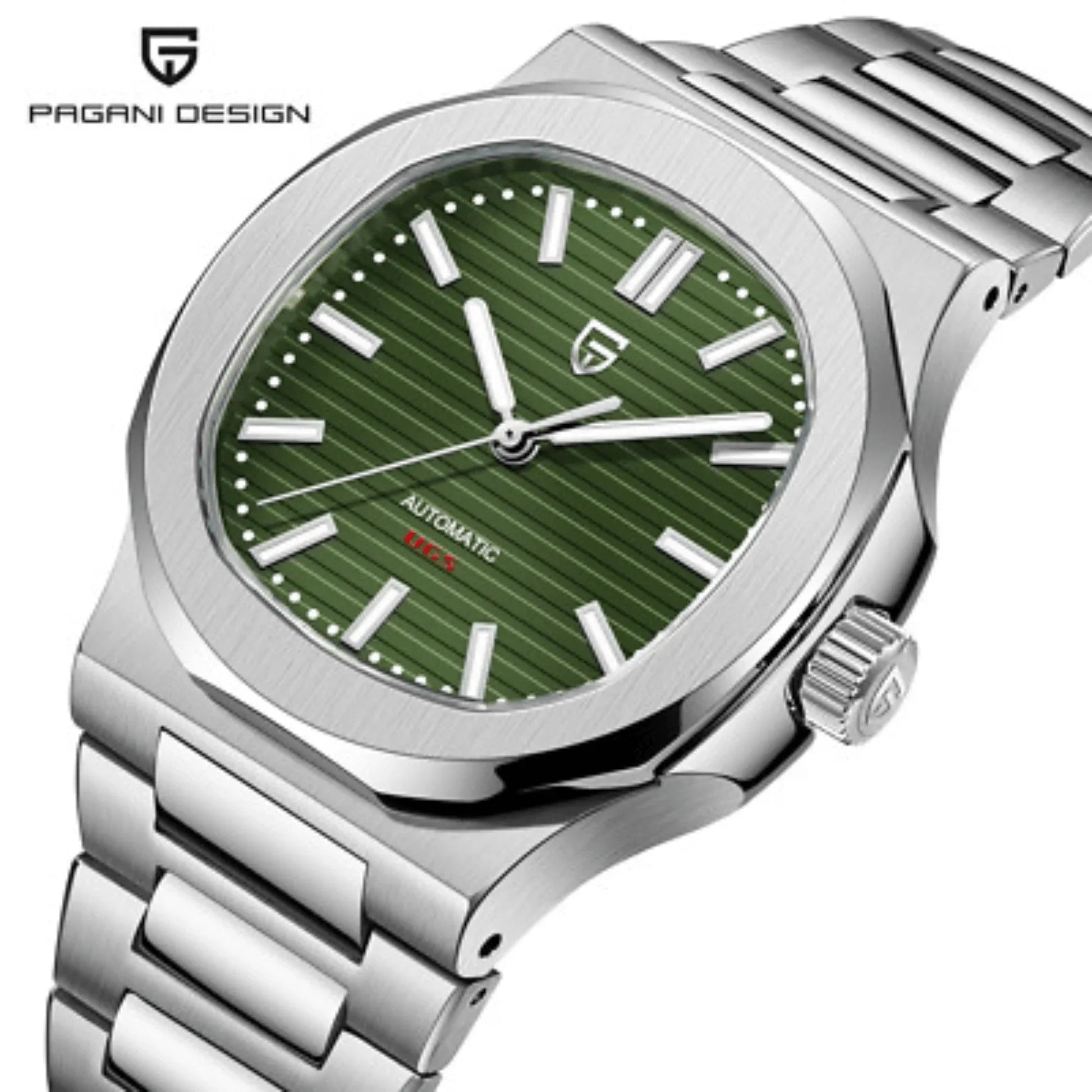 Pagani Design PD-1728 Nautilus Homage Automatic Movement (ST6) | Stainless Steel Dial Men's 40MM Watch | Green Dial - DREAM WATCHES