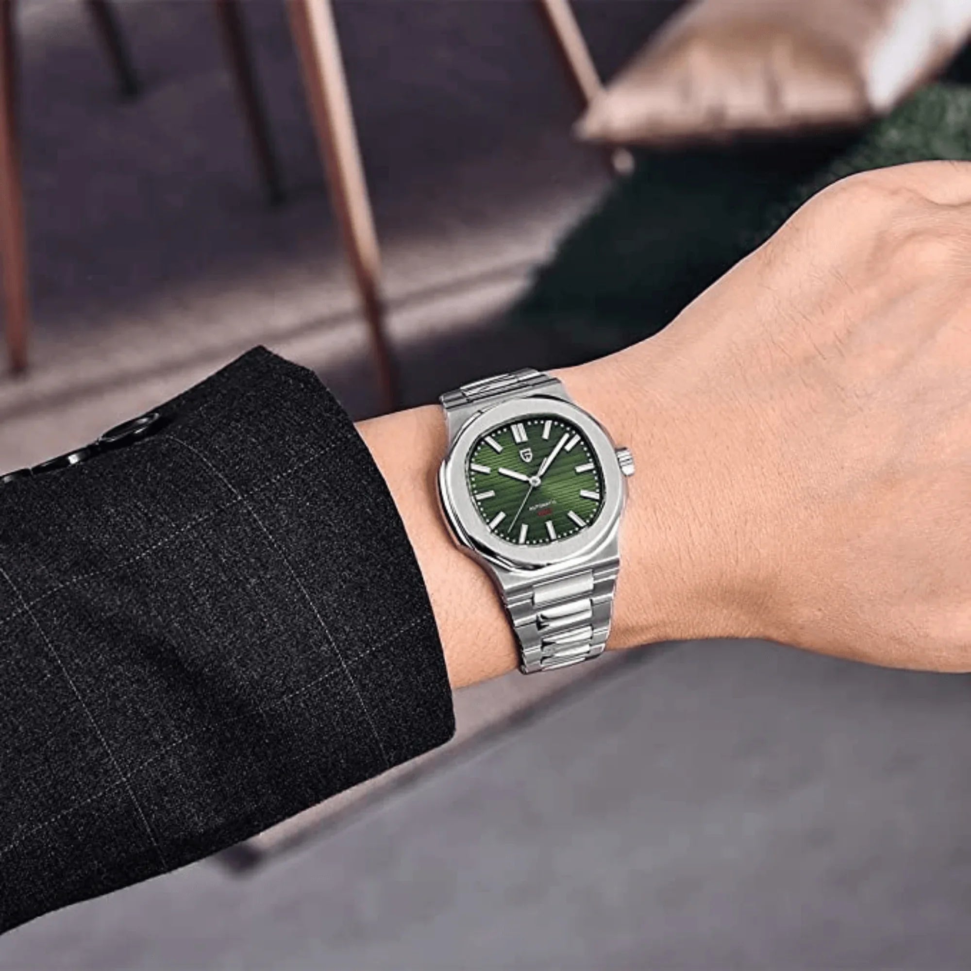 Pagani Design PD-1728 Nautilus Homage Automatic Movement (ST6) | Stainless Steel Dial Men's 40MM Watch | Green Dial - DREAM WATCHES
