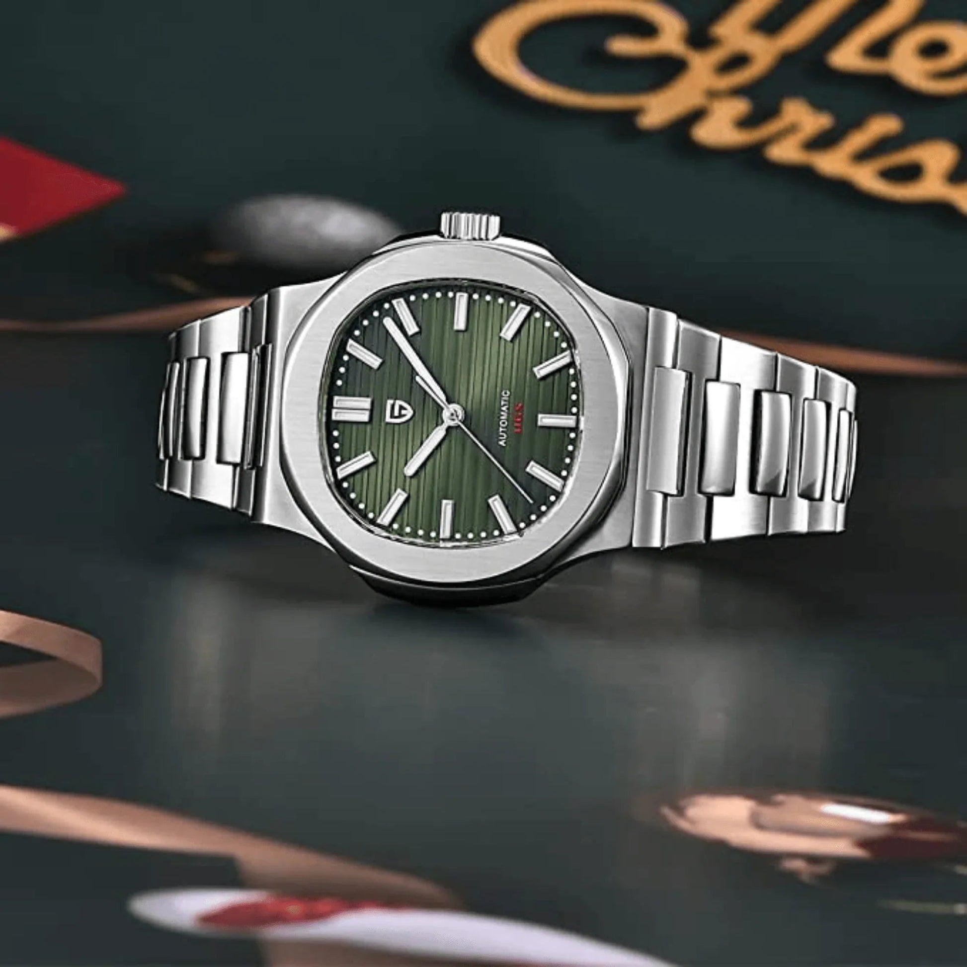 Pagani Design PD-1728 Nautilus Homage Automatic Movement (ST6) | Stainless Steel Dial Men's 40MM Watch | Green Dial - DREAM WATCHES