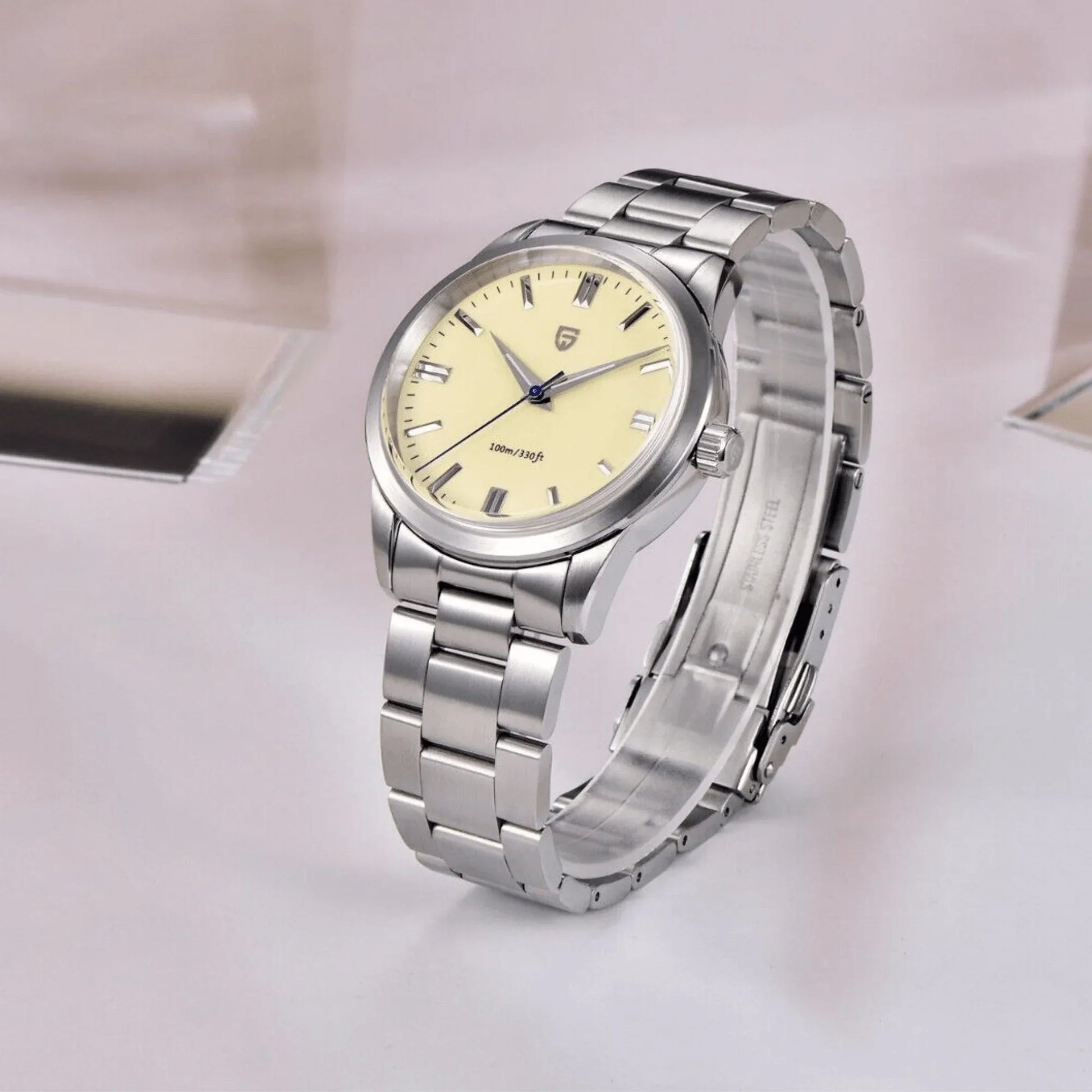 Pagani Design PD-1731 Grand Seiko Homage Luxury Quartz Movement (Japanese VH31) AR Coating Stainless Steel Men's 40MM Watch - Cream - DREAM WATCHES