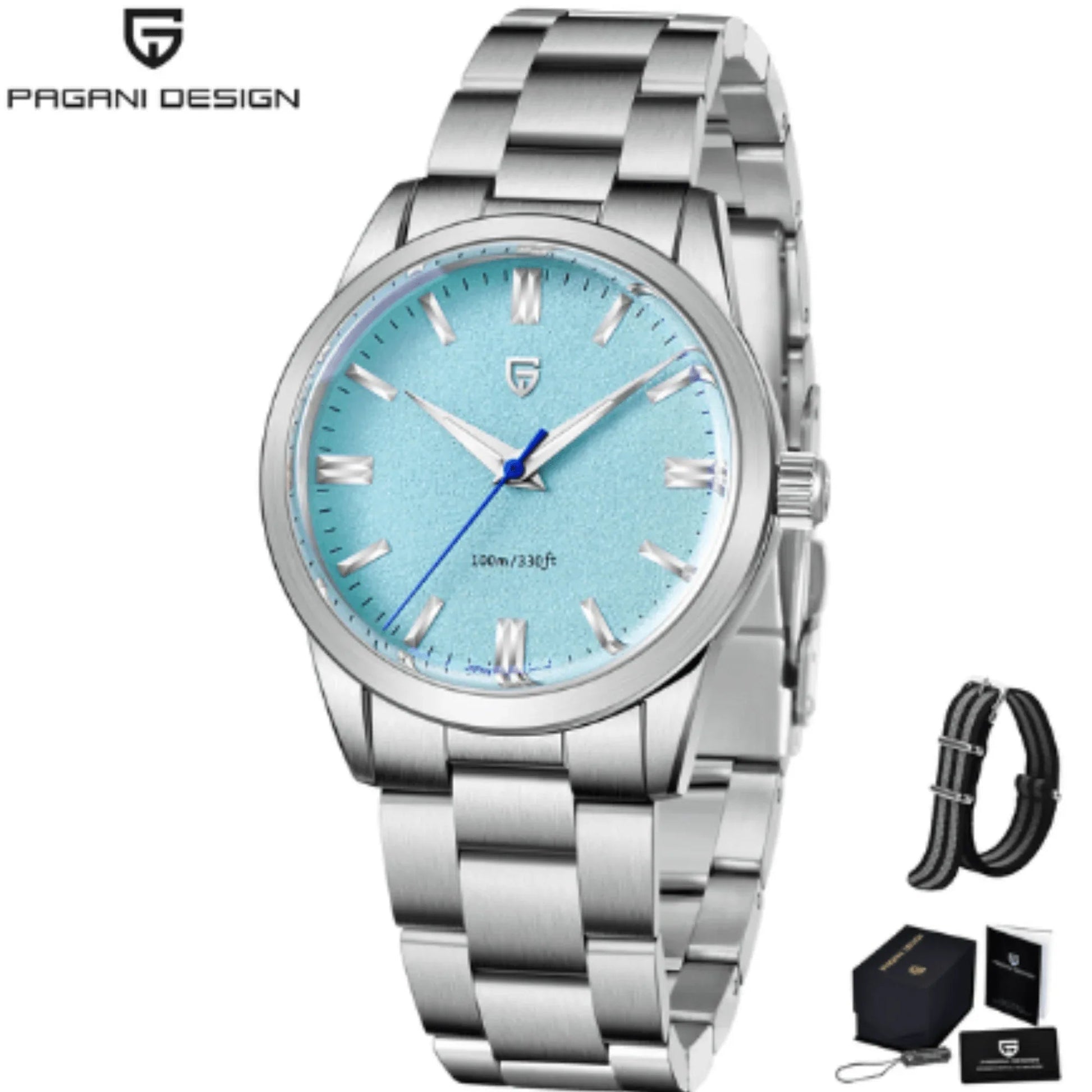 Pagani Design PD-1731 Grand Seiko Homage Luxury Quartz Movement (Japanese VH31) AR Coating Stainless Steel Men's 40MM Watch - Ice Blue - DREAM WATCHES