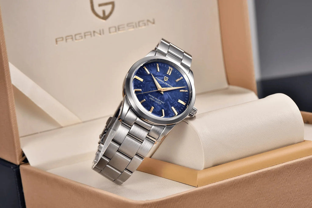 Pagani Design PD-1734 GS Luxury Quartz Movement (Japanese VH31) | Stainless Steel Palm Leaf Dial Men's 40MM Watch - DREAM WATCHES