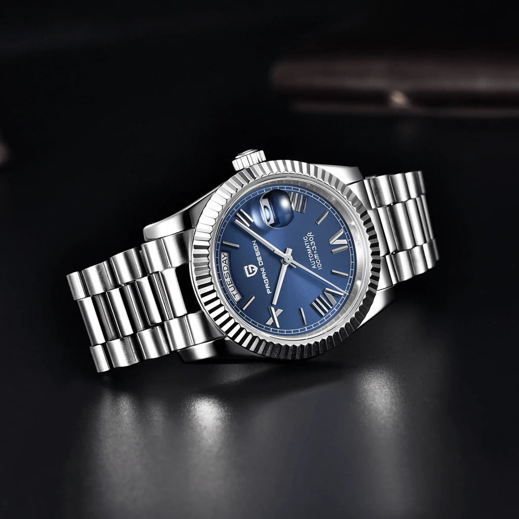 Pagani Design PD-1752 Presidential Day-Date Homage Automatic Movement (ST-16) | Stainless Steel Dial Men's 36 MM Watch | Deep Blue Dial - DREAM WATCHES