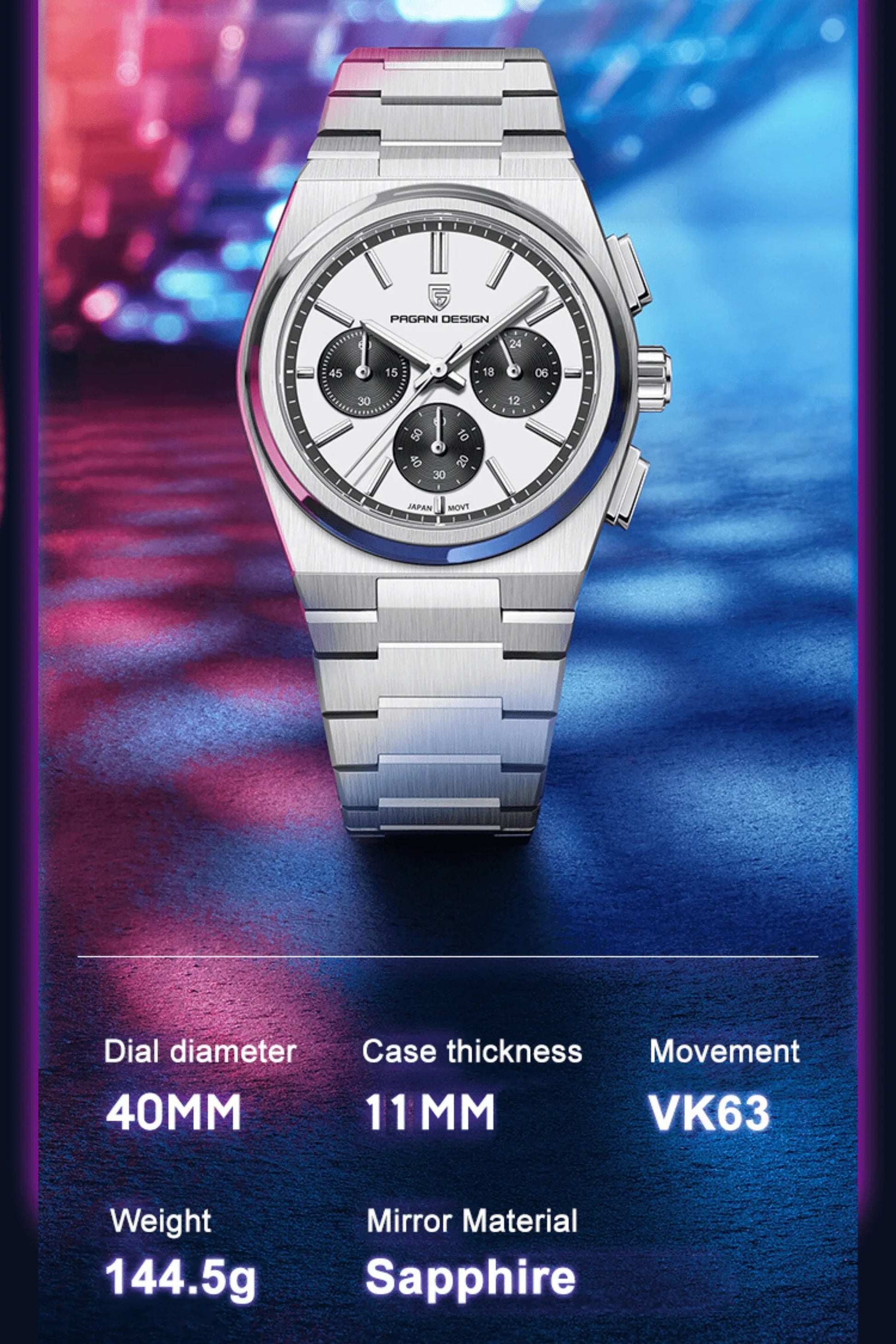 Pagani Design PD-1761 Chronograph Luxury Waterproof Movement (Japanese VK63) | Stainless Steel Men's 40MM Watch - DREAM WATCHES