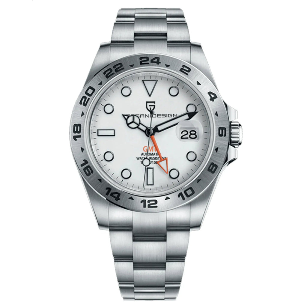 Pagani Design PD-1762 Seiko NH34 Movement equipped with AR AF Anti-Radiation Coating Automatic Watch Stainless Steel Men's (GMT Explorer II - White) - DREAM WATCHES
