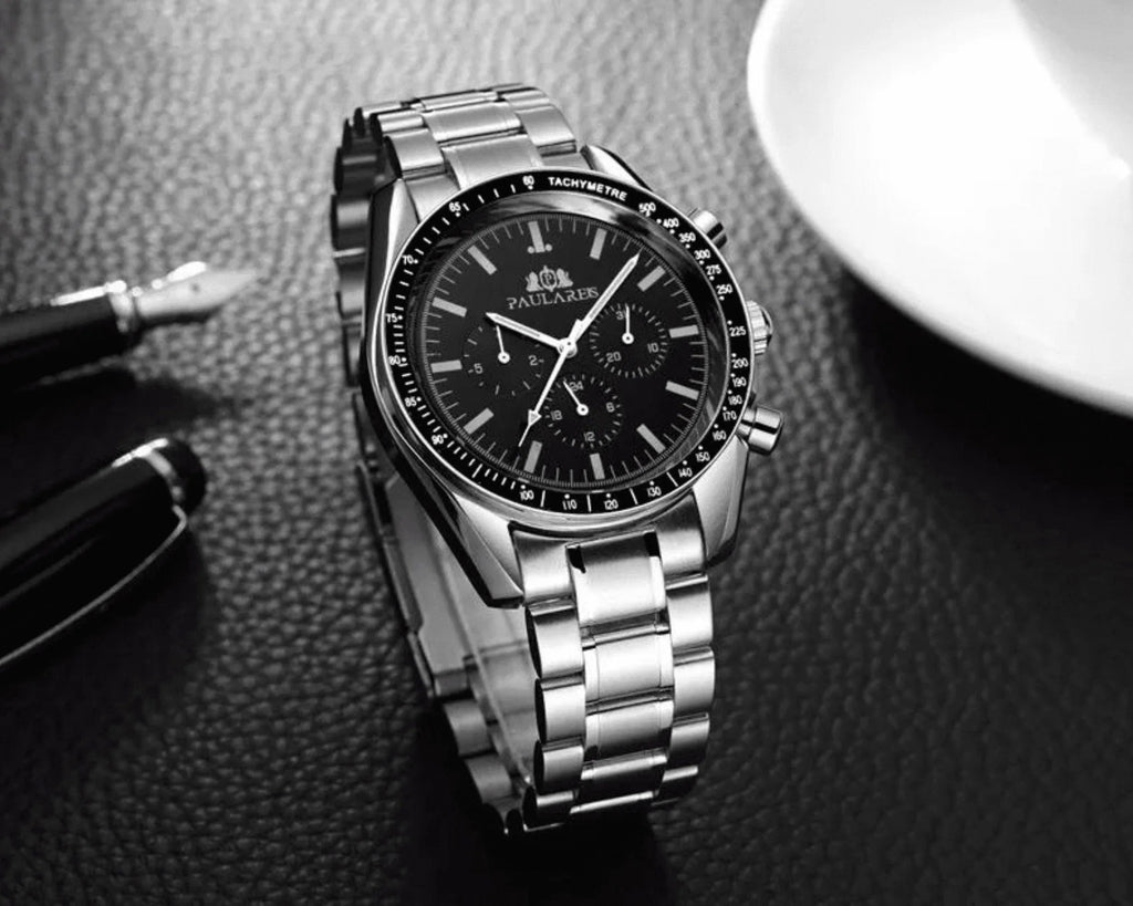 PAULAREIS Speedmaster Homage Automatic Movement | Stainless Steel Dial Men's 40MM Watch | Black Dial - DREAM WATCHES