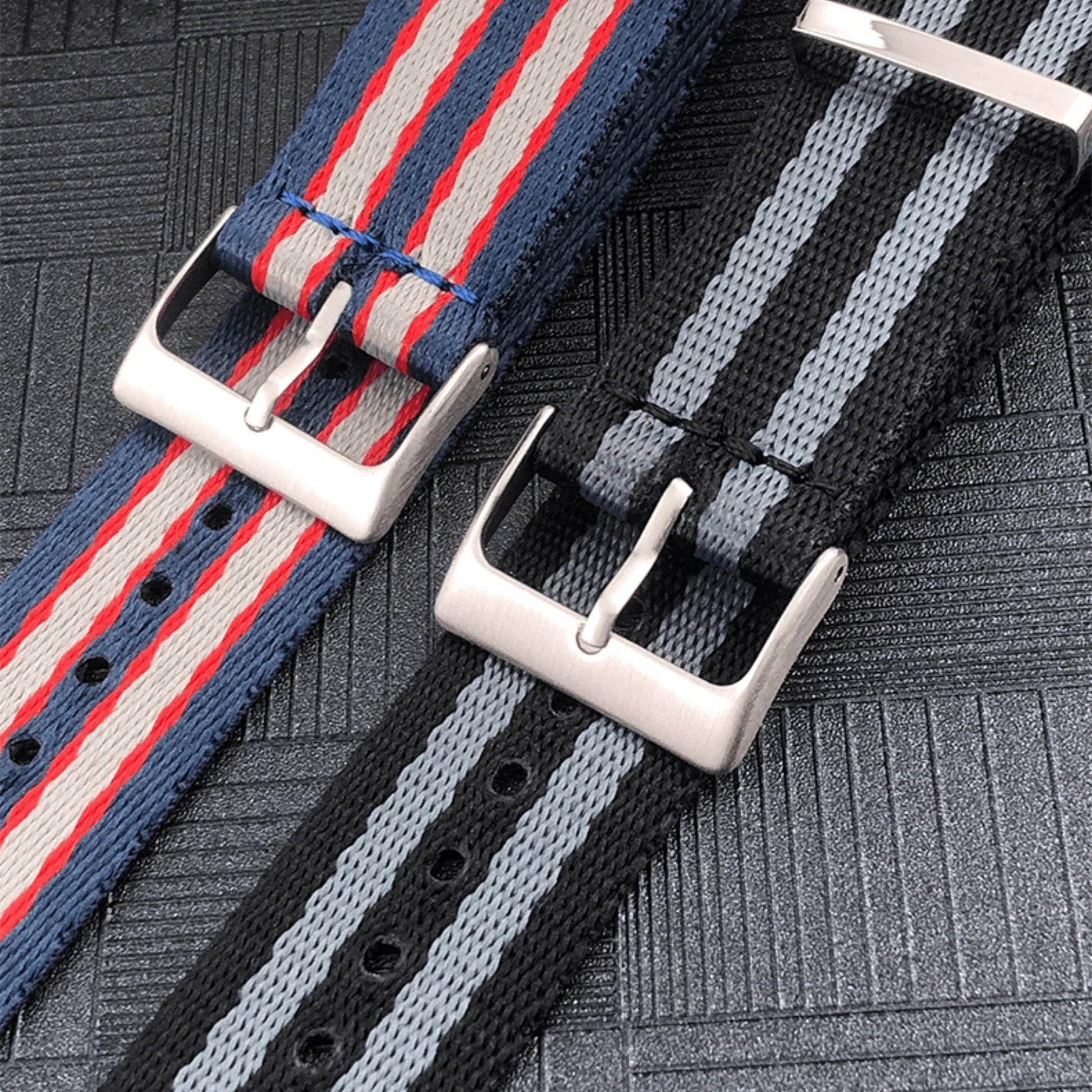 Premium Nylon Straps and Bands 20mm With Stainless Steel Buckle - Black/ Grey - DREAM WATCHES