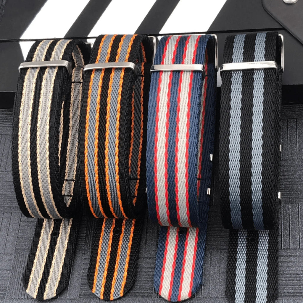 Premium Nylon Straps and Bands 20mm With Stainless Steel Buckle - Black/ Grey - DREAM WATCHES