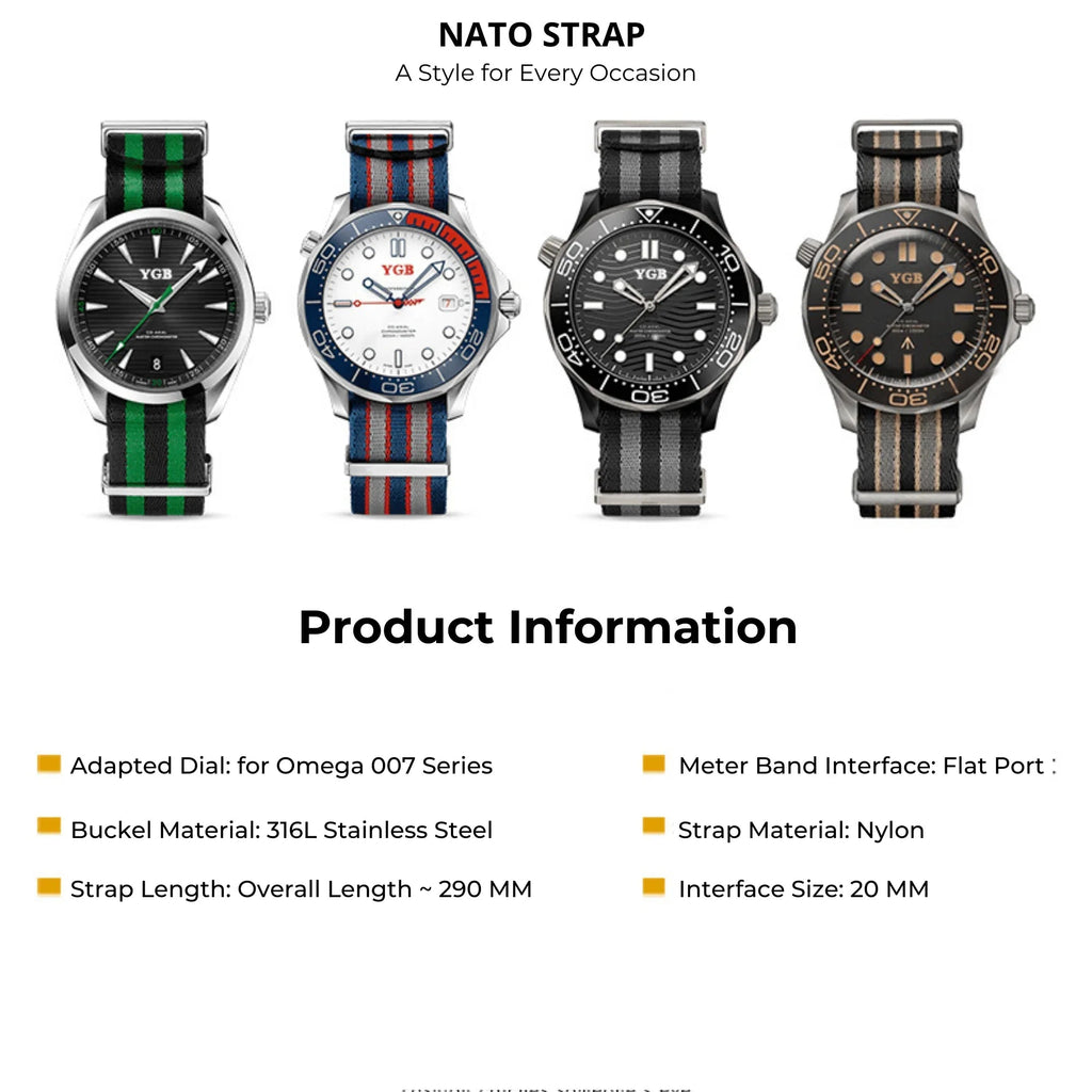 Premium Nylon Straps and Bands 20mm With Stainless Steel Buckle - Bond 007 Beige - DREAM WATCHES