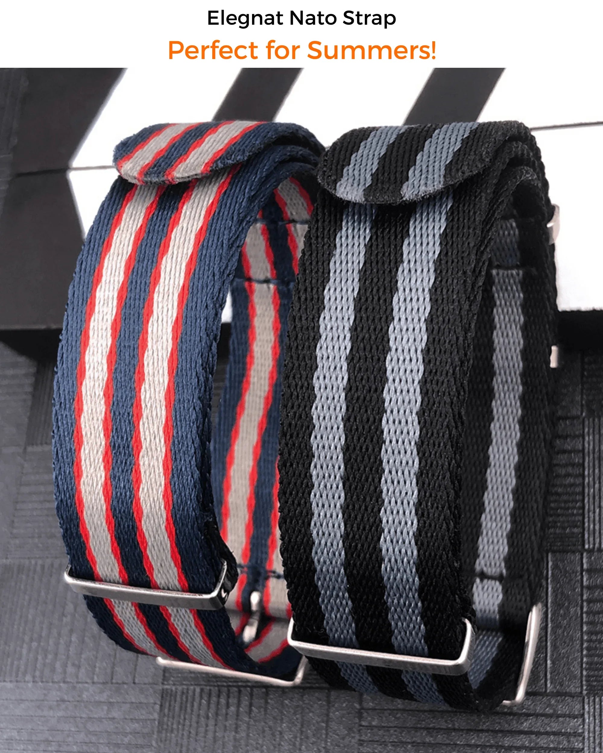 Premium Nylon Straps and Bands 20mm With Stainless Steel Buckle - Red/ Blue - DREAM WATCHES