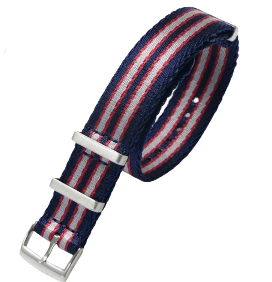 Premium Nylon Straps and Bands 20mm With Stainless Steel Buckle - Red/ Blue - DREAM WATCHES