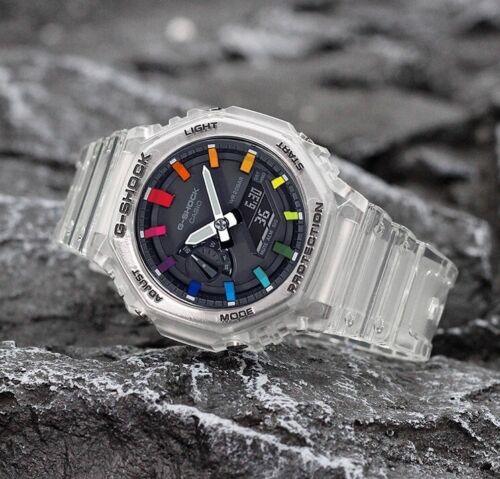 Modified G-Shock with Colourful Indices and Outer Case - CasiOak Jelly Rainbow